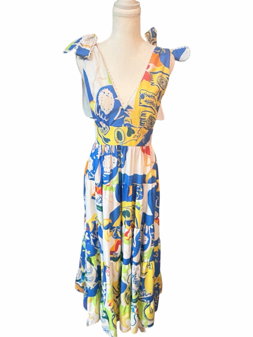 NWT Chelsea & Violet Cecily Dress Small Abstract Print Tie Shoulder Midi $179